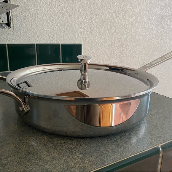 ALL CLAD D5 Brushed Stainless Steel long handle Fry and Sauté Pan & matching Lid - Picture 3 of 8